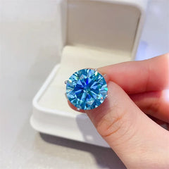 Magnificent Brilliant 5CT GRA Certified Sky Blue Moissanite Ring