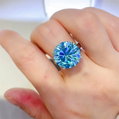 Magnificent Brilliant 5CT GRA Certified Sky Blue Moissanite Ring