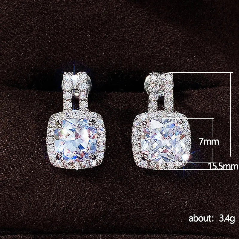 Exquisite Brilliant Sparkling Bling AAA White Cubic Zirconia Stud Earrings for Women