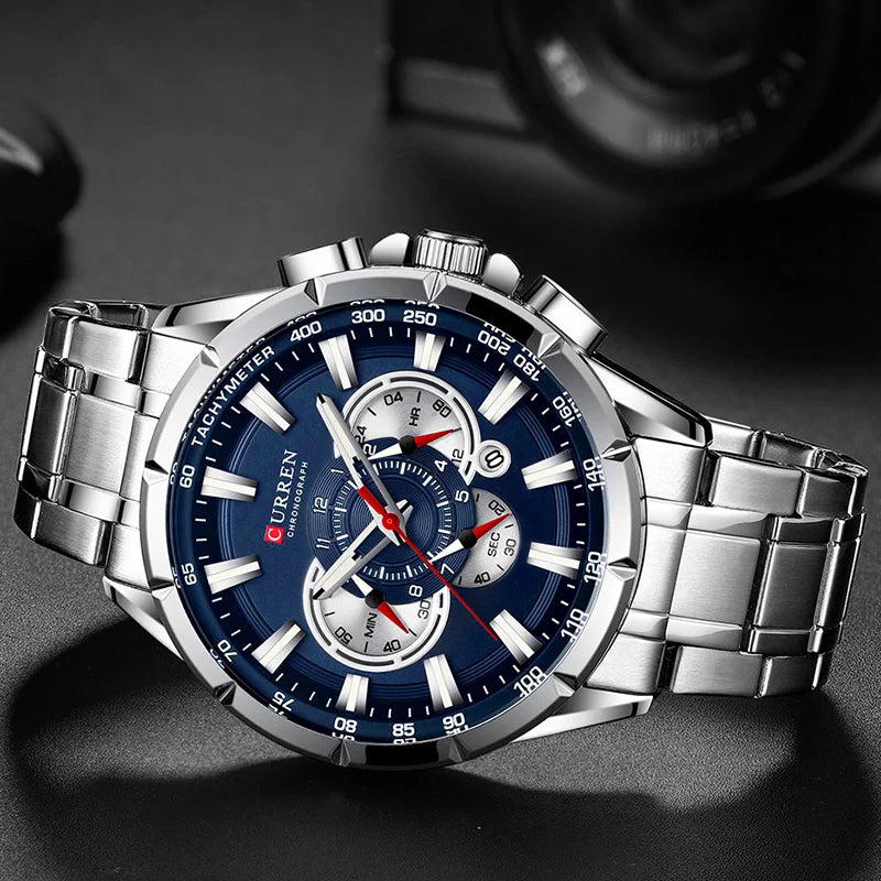 Luxury Curren Men’s Sport Luminous Chronograph Wristwatch| Waterproof Stainless Steel