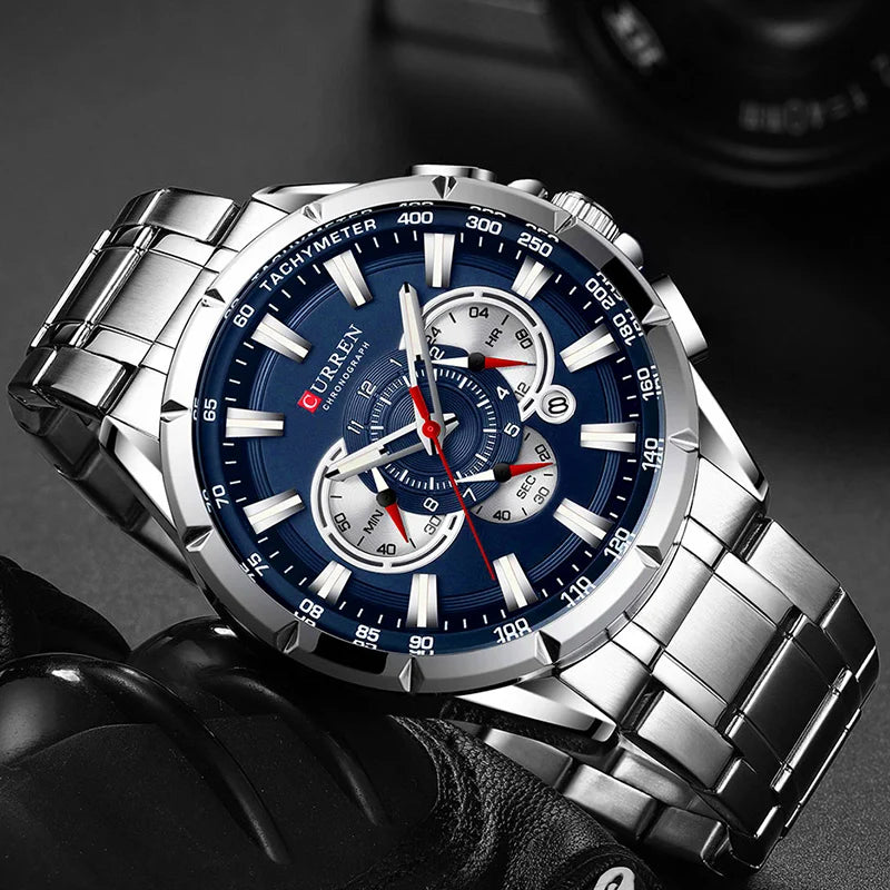 Luxury Curren Men’s Sport Luminous Chronograph Wristwatch| Waterproof Stainless Steel