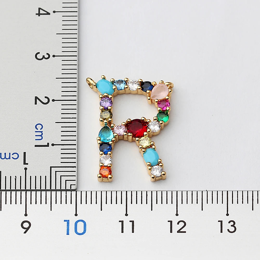 Elegant Personalized Colorful CZ Initial Letter Pendant Necklace
