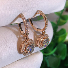 Luxury Versatile Classic Design Round Dangle Dazzling Cubic Zirconia Earrings