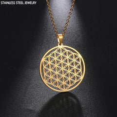 Exquisite High Quality Stainless Steel Flower of Life Mandala Metatron Necklace for Women and Men