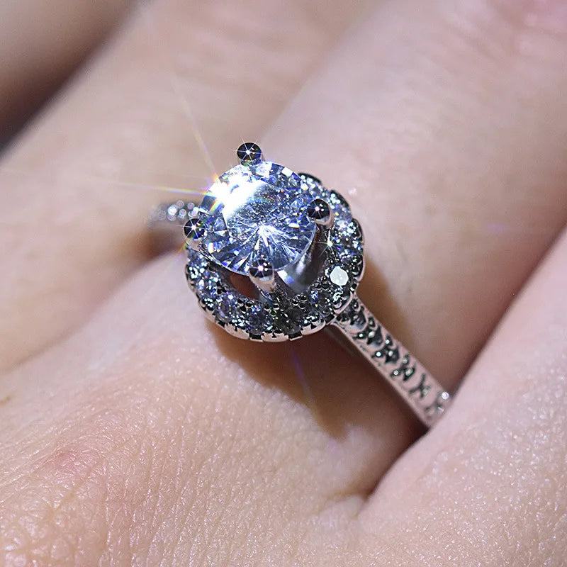 Exquisite Brilliant Sparkling 925 Sterling Silver Simulation Diamond CZ Ring