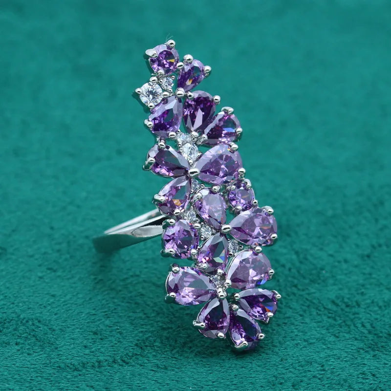 Radiant Elegance - 925 Sterling Silver Multicolor Purple Topaz Jewelry Set