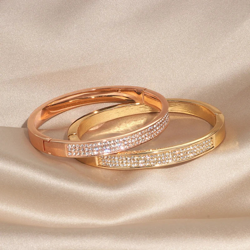 Elegant Sparkling Crystal Cuff Bangle Bracelets For Women