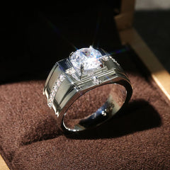 Luxury 925 Sterling Silver Sparkling Cubic Zircon Rings for Men