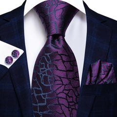Luxury Hi-Tie 100% Silk Paisley Peacock Blue Design Necktie with Pocket Square and Cufflinks Set