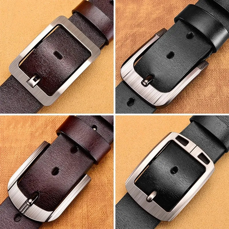 High Quality Genuine Leather For Men's Casual Buckle Jeans Cowskin Belts Business