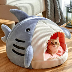 Cute High-Quality 100% Cotton Enclosed Cat Bed - Portable Comfort for Sweet Kittens
