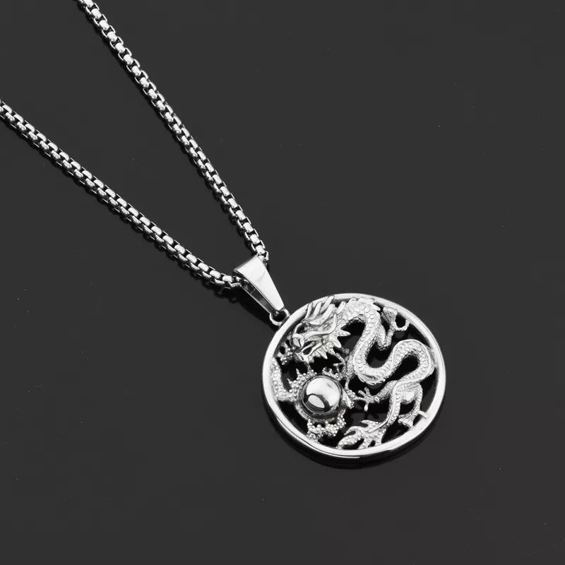 Exquisite 3D Auspicious Dragon Signet Pendant Necklace for Men and Women