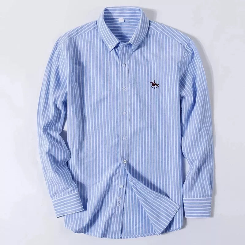High Quality Men's Casual Classic Cotton Embroidered Horse Shirts