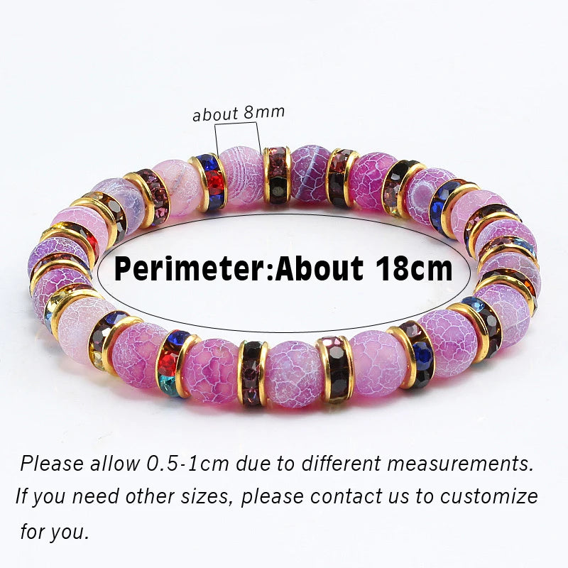 Luxury Colorful Purple Love Crystal Beaded Chakra Yoga Bracelets for Women and Girls