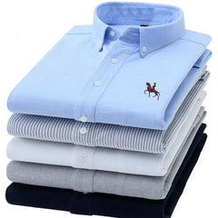 High Quality Men's Casual Classic Cotton Embroidered Horse Shirts