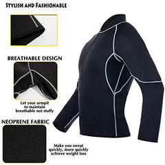 Men Shapers Sauna Suit Neoprene Sweat Jacket Workout WeightLoss Long Sleeve Waist Trainer Body Shaper with Zipper Undershirt