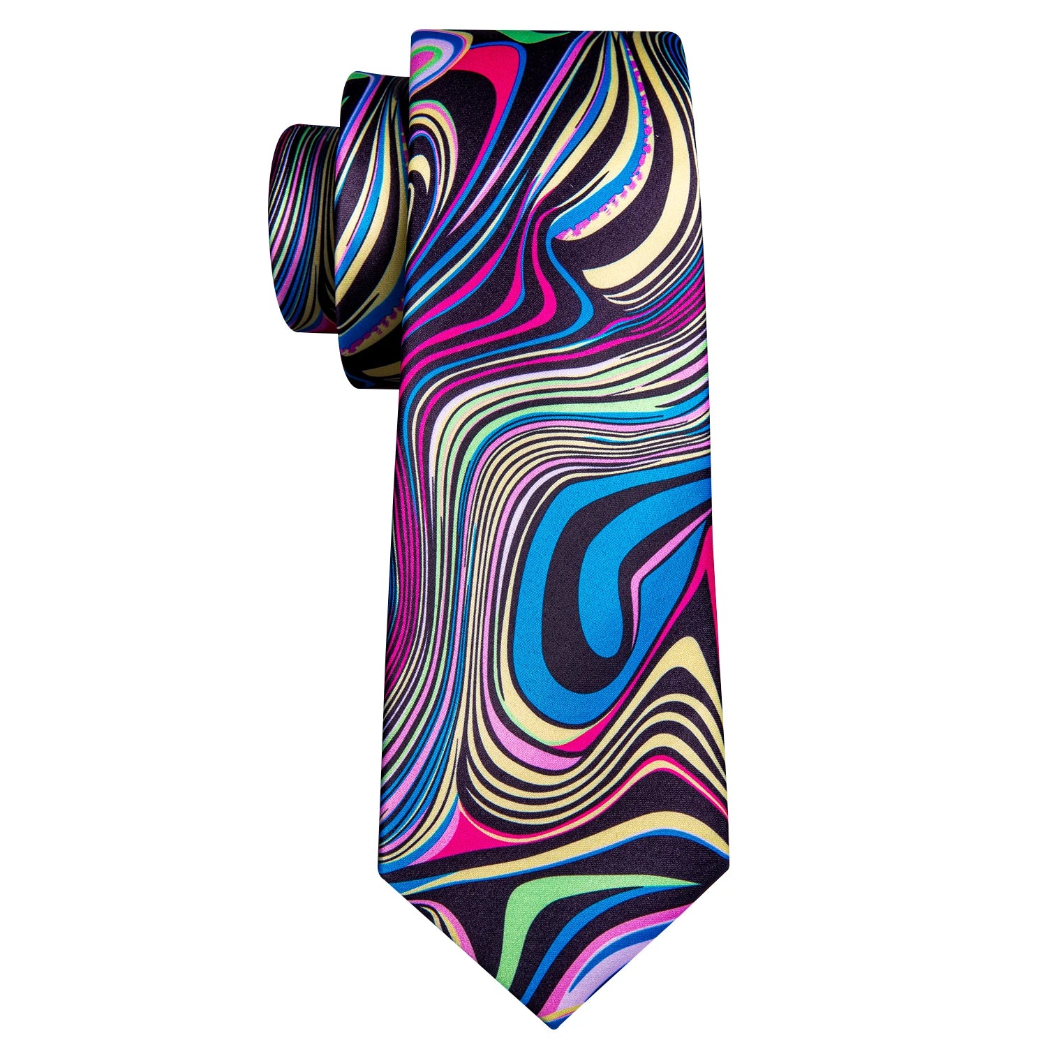 Luxury Barry.Wang Modern Abstract Multicolor Design Necktie with Pocket Square and Cufflinks Set