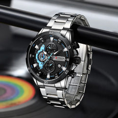 CURREN Luxury Men's Stainless Steel Quartz Luminous Dial with Chronograph Clock Life Waterproof Watch