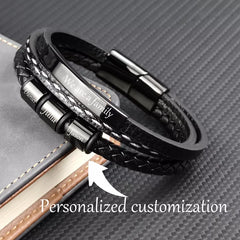 Exquisite Customize Name Stainless Steel Leather Braided Rope Bracelet for Women and Men