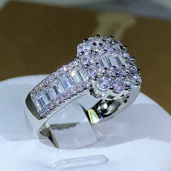 Brilliant 925 Silver High Quality Square White Zirconia Ring