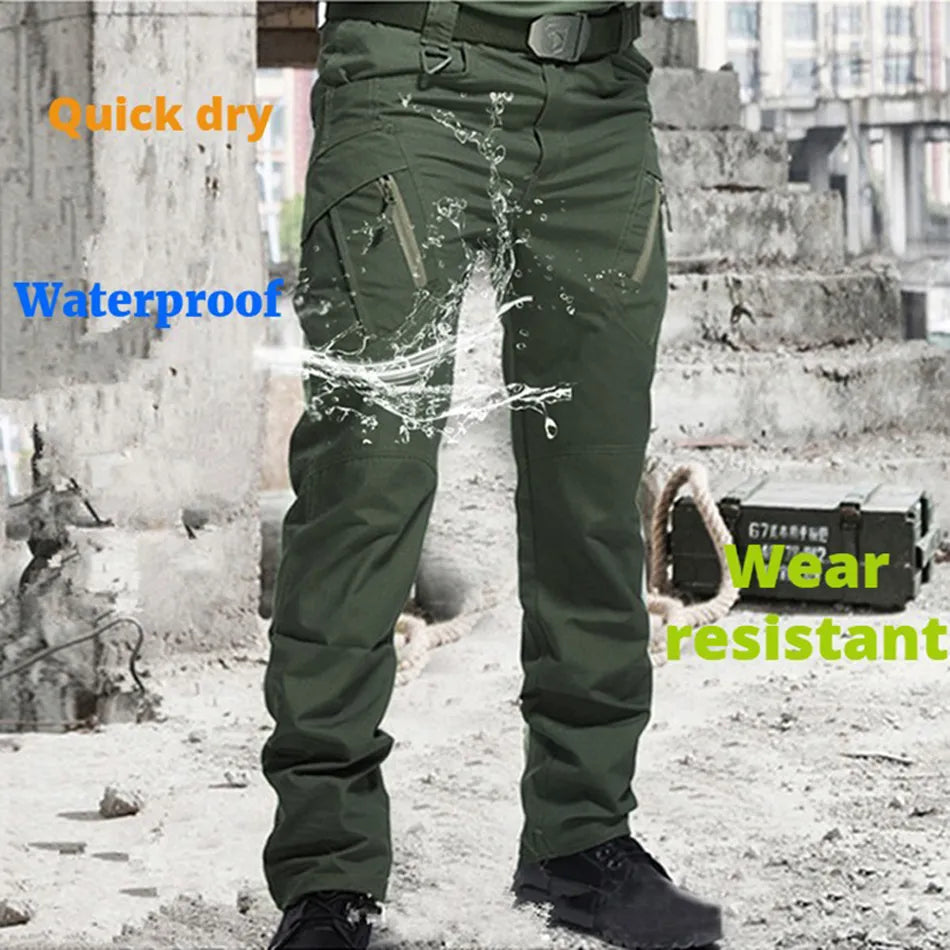 High Quality Men's Tactical Pants Quick Dry Waterproof Multiple Pockets Elasticity Military Urban Cargo Pants