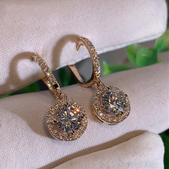 Luxury Versatile Classic Design Round Dangle Dazzling Cubic Zirconia Earrings