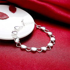 Elegant Trendy 925 Sterling Silver Solid Hollow Full Heart Bracelet For Women