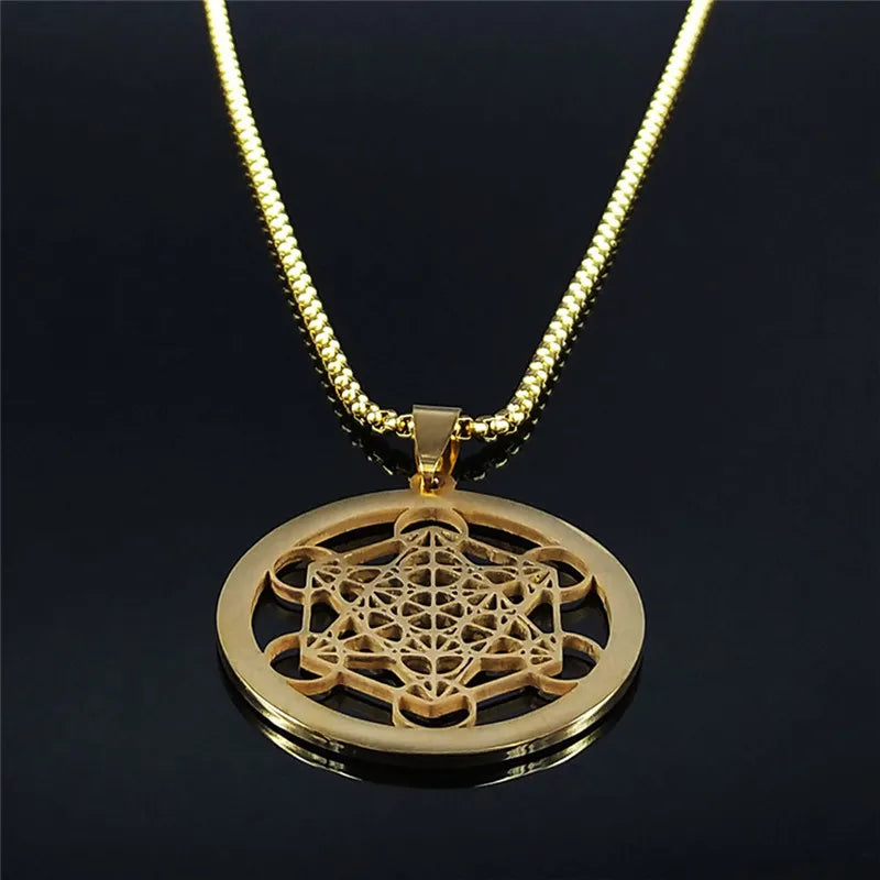High Quality Shiny Stainless Steel Crystal Flower of Life Chakras Jewelry for Women and Men