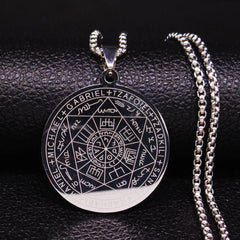 Seven Archangels Protection Amulet Stainless Steel Pendant Necklace