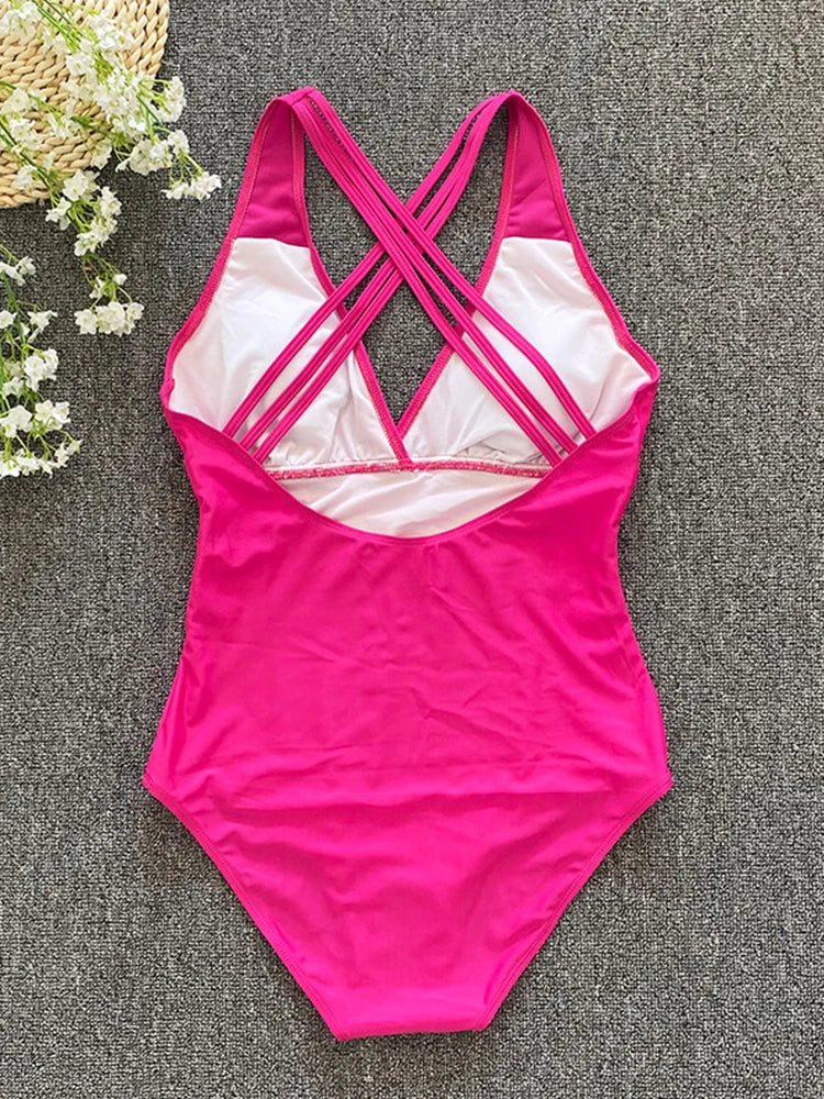 Gorgeous Hot One Piece Cross Bandage Backless Swimsuit