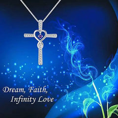 Exquisite Religion Inlaid Full Zircon Crucif Necklace Love Heart Pendant Necklace