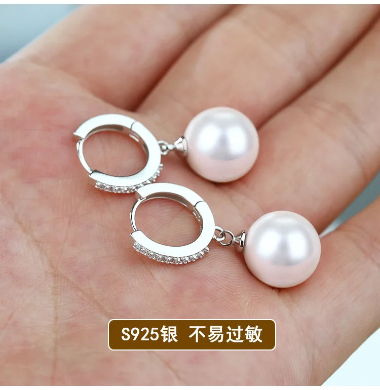Elegant 925 Sterling Silver 10mm Genuine Natural Freshwater Pearl Zirconia Ring