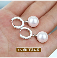Elegant 925 Sterling Silver 10mm Genuine Natural Freshwater Pearl Zirconia Ring