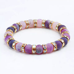 Luxury Colorful Purple Love Crystal Beaded Chakra Yoga Bracelets for Women and Girls
