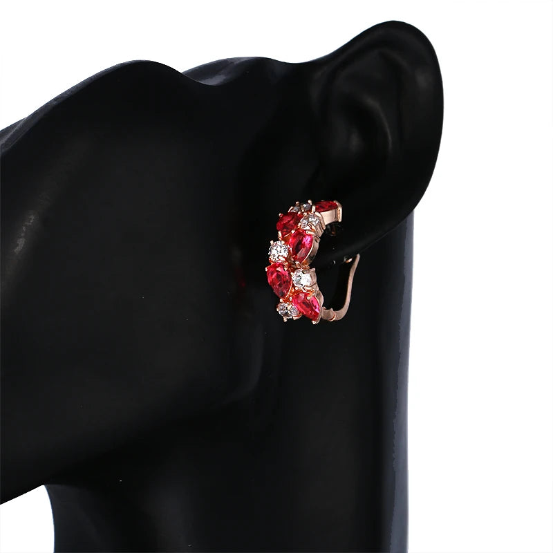 Gorgeous Rose Gold Color Dazzling Cubic Zircon Earrings