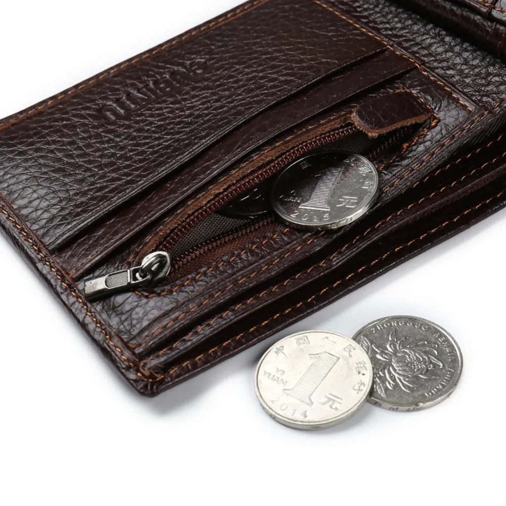 Luxury Genuine Leather Men's Wallet: Top Quality, Standard Design, Eagle Cartera