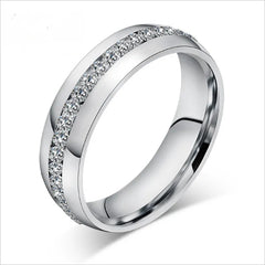 Luxury Stainless Steel Anel Inlay Sparkling Rhinestones Ring for Women and Men