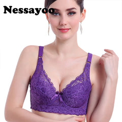 Sexy Lace Floral Cotton and Bamboo Fiber Wireless Push Up Bras