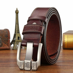 High-Quality Men's Casual Genuine Leather Belt with Retro Pin Buckle