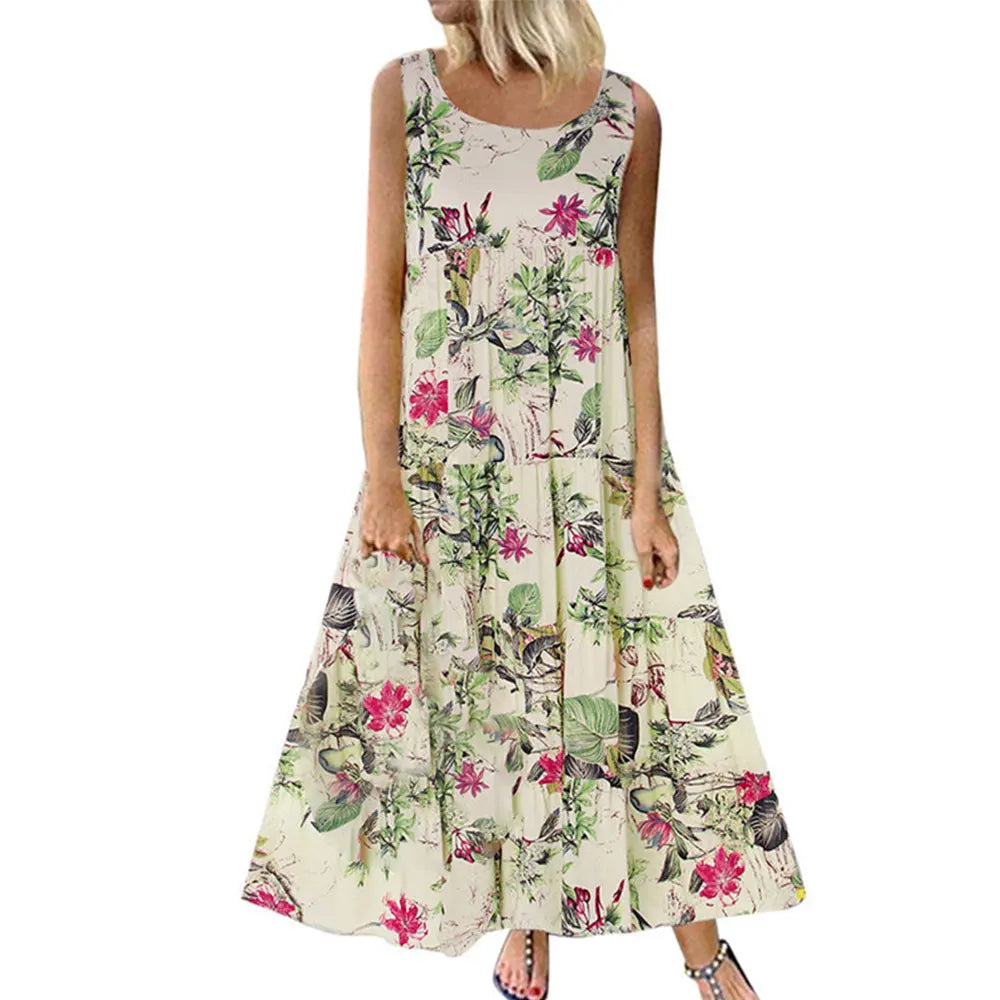 Gorgeous Elegant Bohemian Maxi Casual Vintage Floral Sleeveless Dress