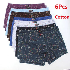 High Quality 6Pcs Cotton Boxer Shorts Plus Size Loose Breathable