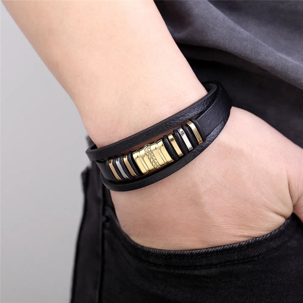 High Quality Luxury Genuine Leather Bracelet for Men