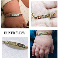Customizable Gold-Tone Stainless Steel Baby Name Adjustable Bracelet