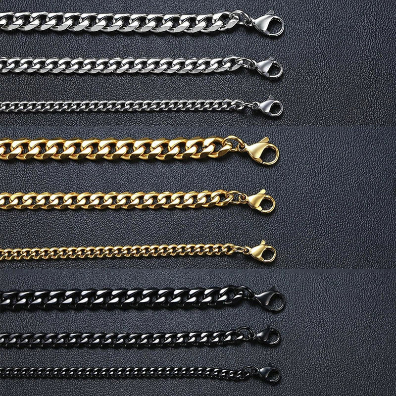 Exquisite Stainless Steel Chunky Curb Cuban Link Heavy Chain Bracelets for Men