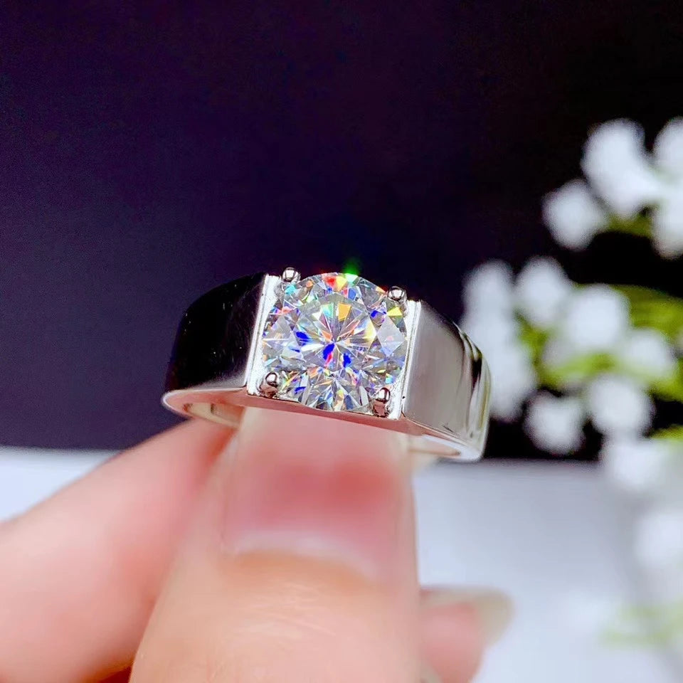 Brilliant Sparkling 3CT VVS1 Moissanite Ring for Men GRA Certificate