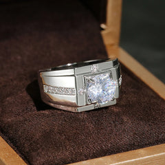 Luxury 925 Sterling Silver Sparkling Cubic Zircon Rings for Men