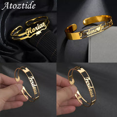 Elegance Personalized Stainless Steel Custom Name Bangles