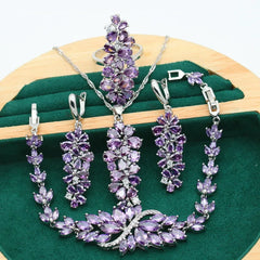 Radiant Elegance - 925 Sterling Silver Multicolor Purple Topaz Jewelry Set