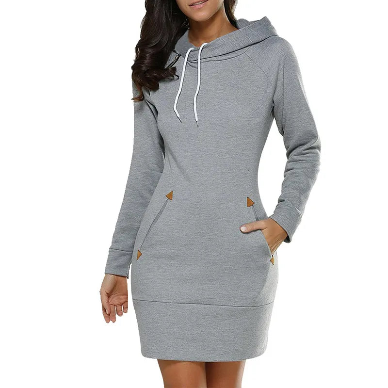 Women‘s Dress Hooded Pockets Long Sleeve Zip Neckline Casual Sports Hoodies Sweatshirts