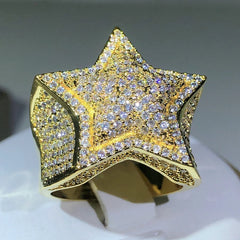 Unique 925 Sterling Silver Classic Big Zircon Star Ring For Women & Men